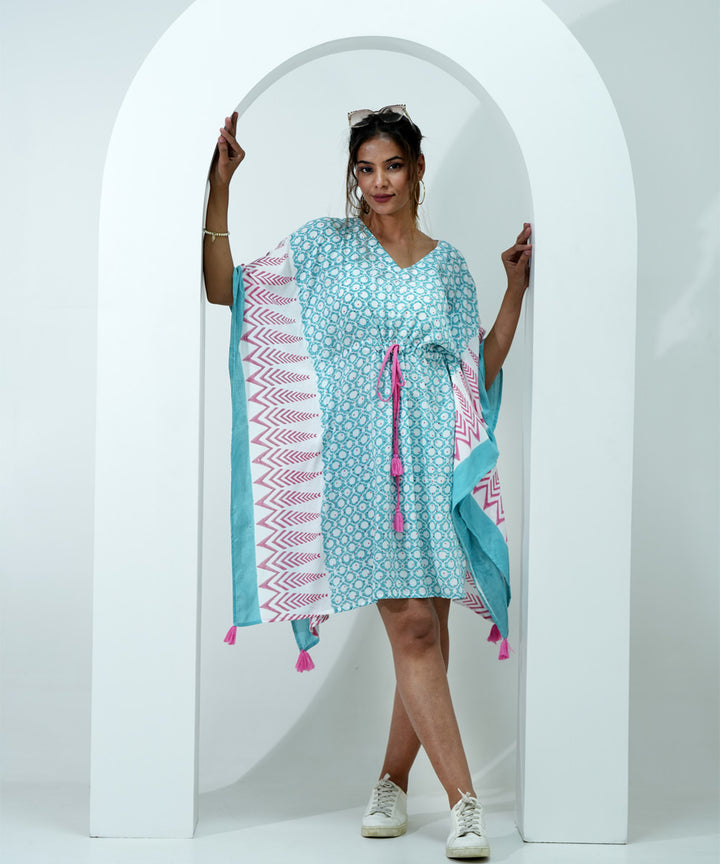 Skyblue hand block print modal kaftan