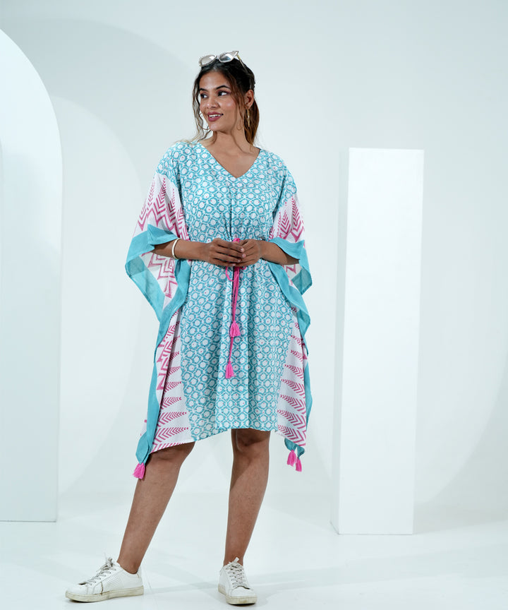 Skyblue hand block print modal kaftan