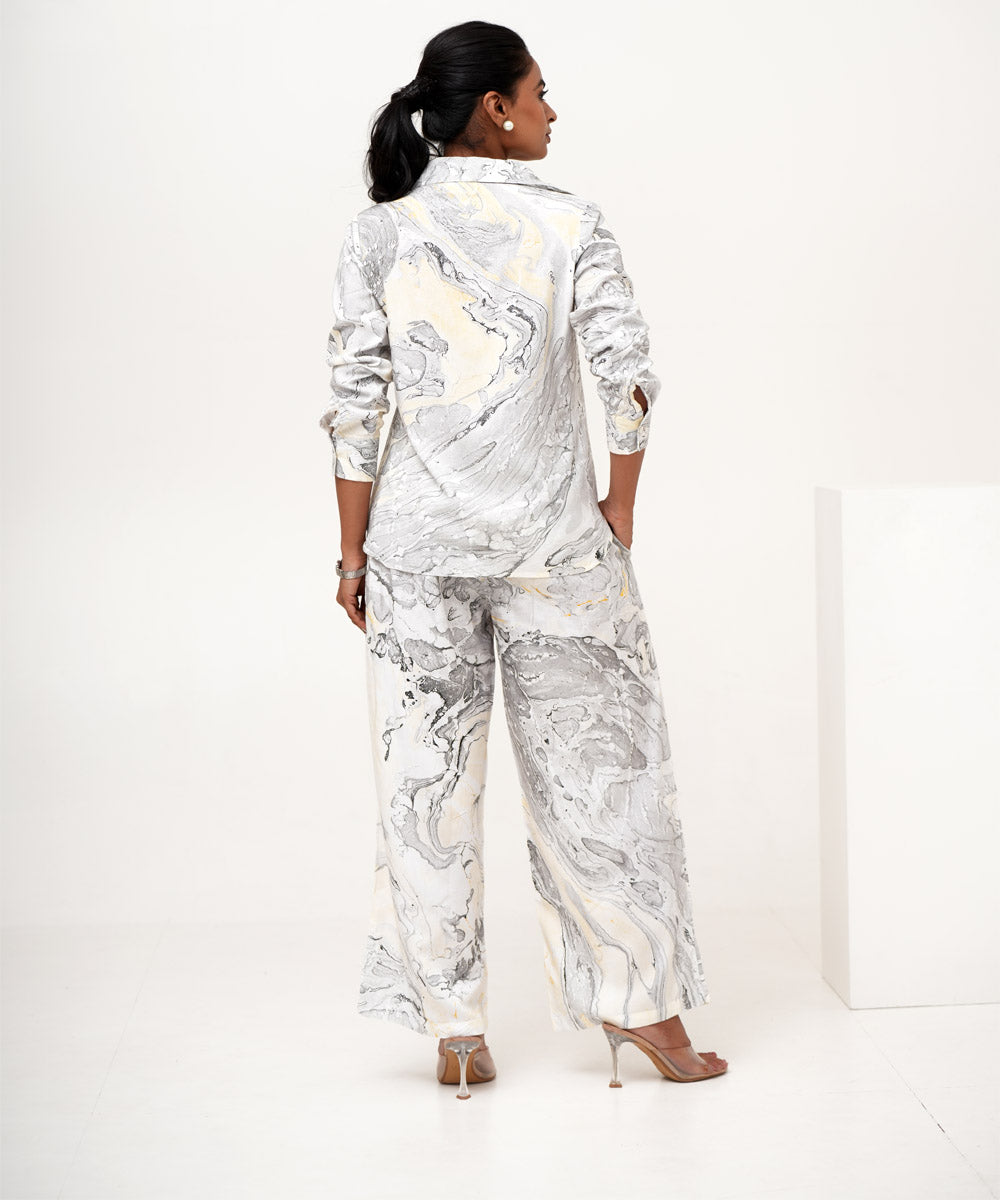 Lunar marble hand marble printed modal silk co-ord set