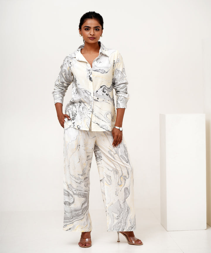 Lunar marble hand marble printed modal silk co-ord set