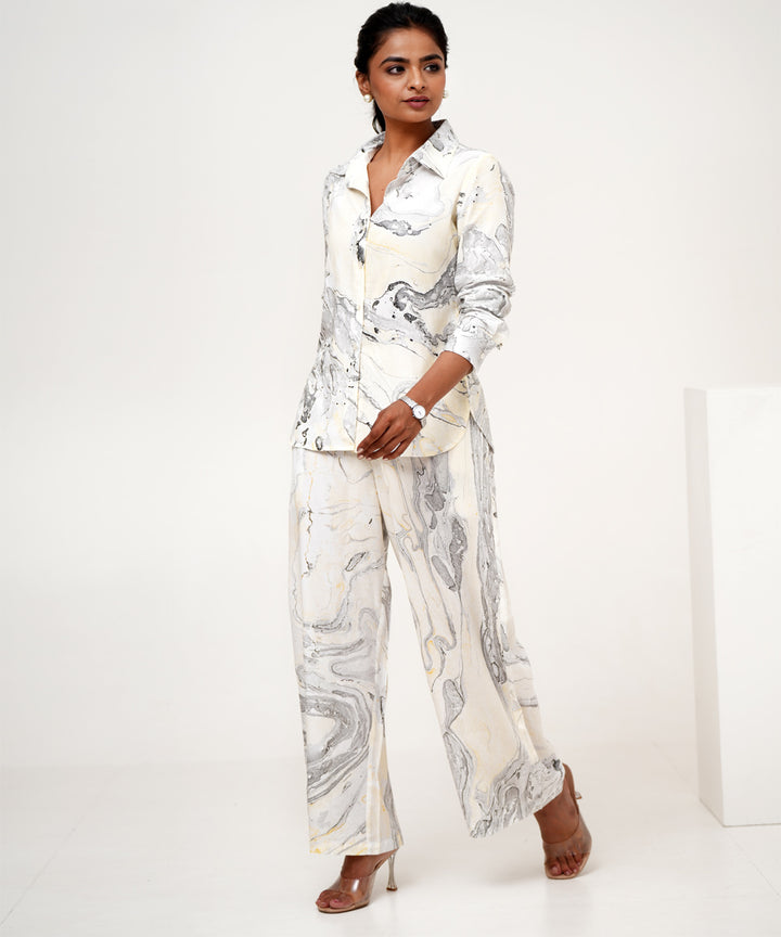 Lunar marble hand marble printed modal silk co-ord set