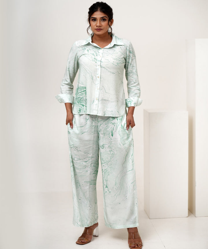 Marble mist hand marble printed modal silk co-ord set