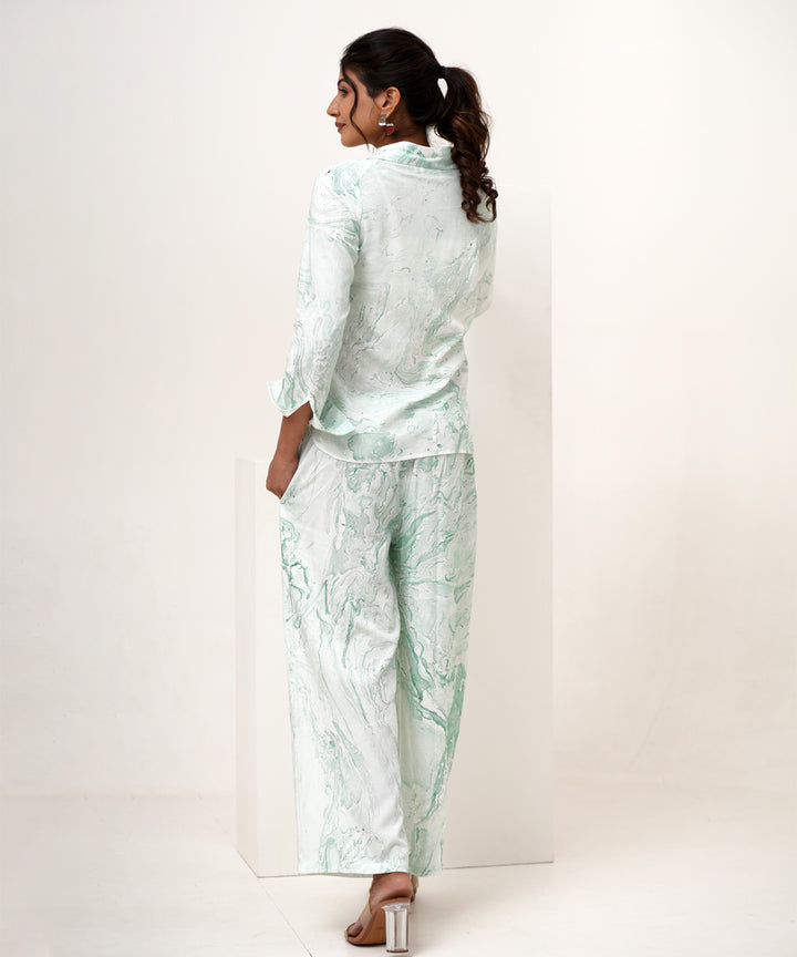 Marble mist hand marble printed modal silk co-ord set