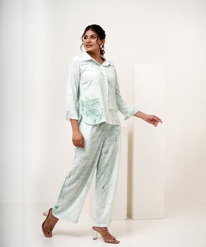 Marble mist hand marble printed modal silk co-ord set