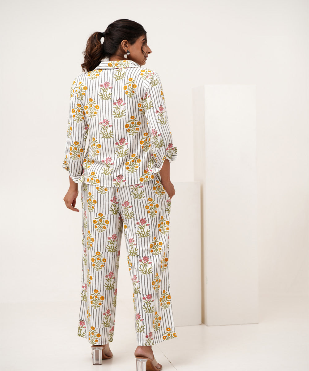 Melody cascade hand block printed modal silk co-ord set