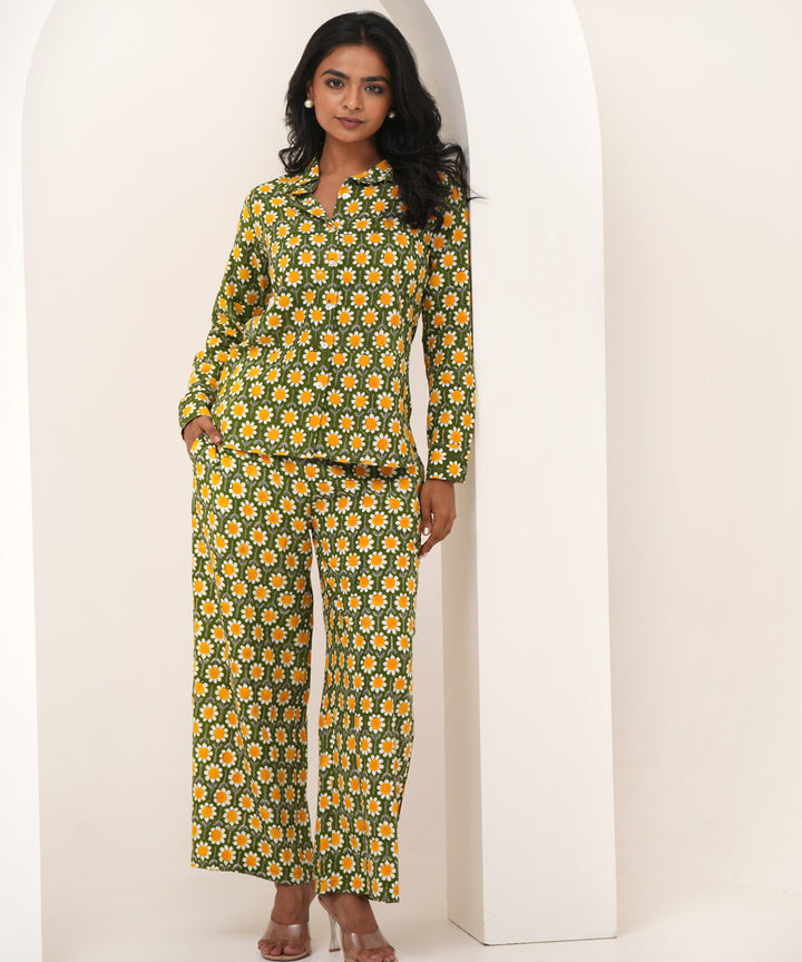 Garden party hand block printed modal silk co-ord set