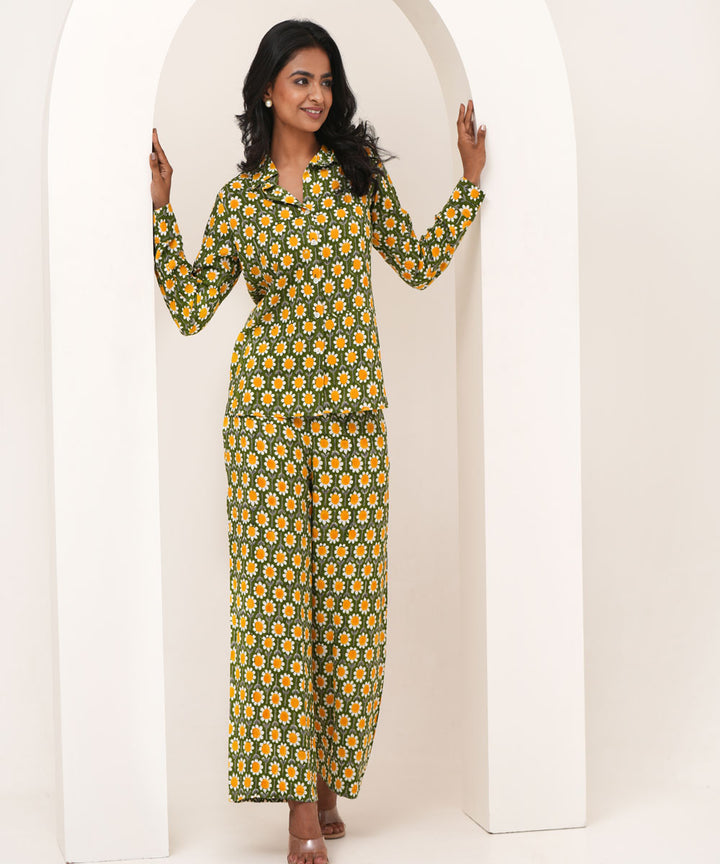 Garden party hand block printed modal silk co-ord set