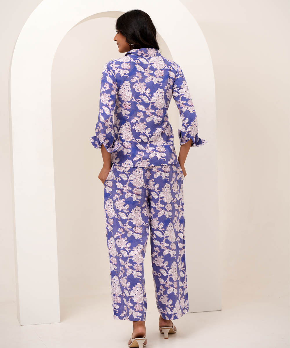 Floral fantasy hand block printed modal silk co-ord set