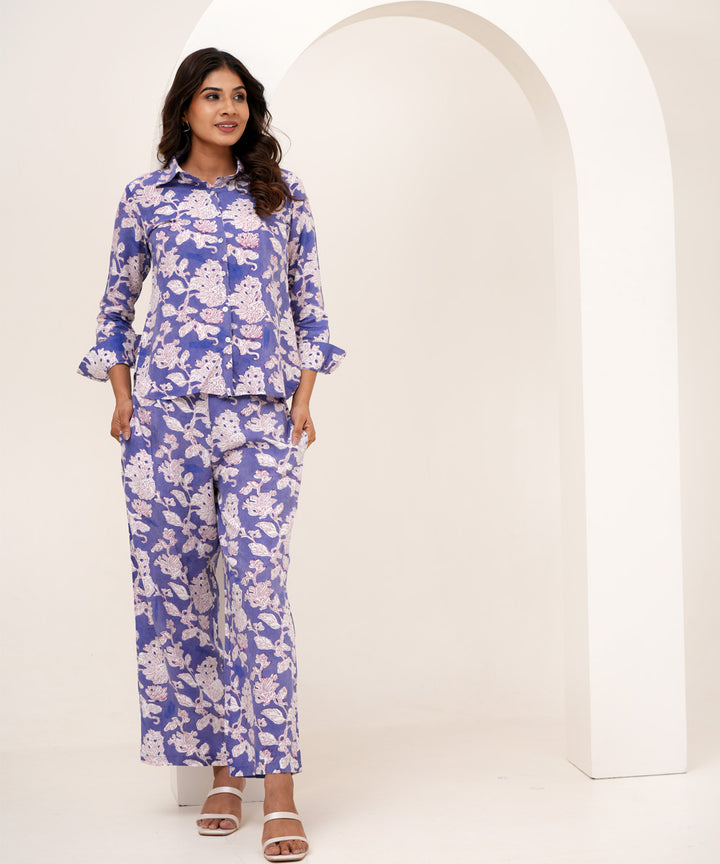 Floral fantasy hand block printed modal silk co-ord set