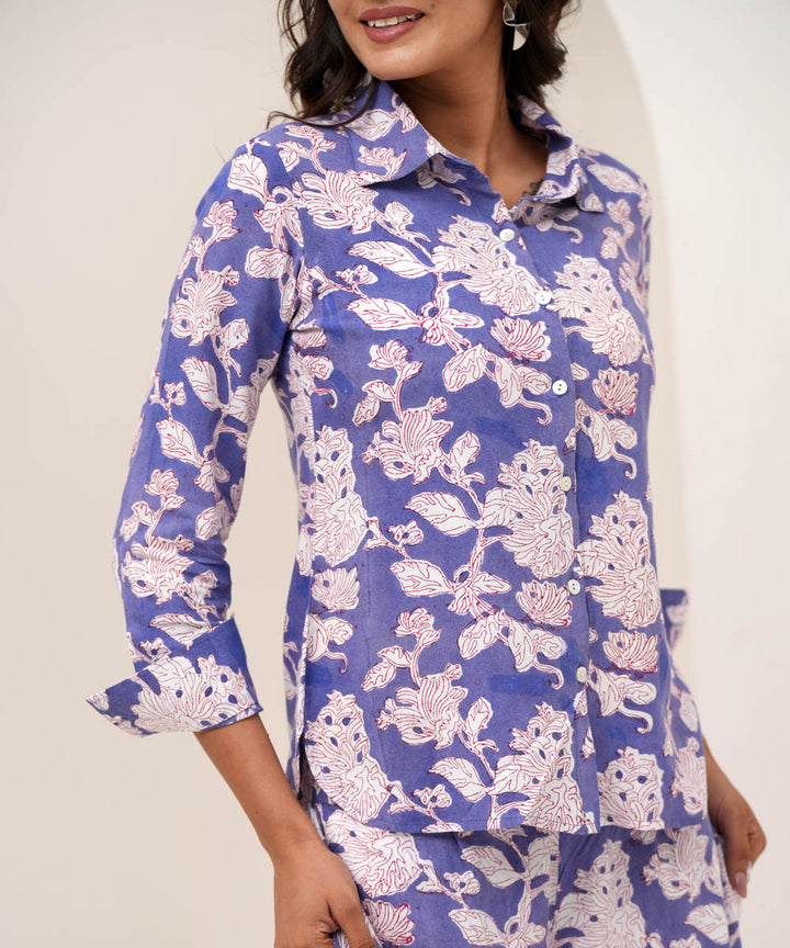 Floral fantasy hand block printed modal silk co-ord set