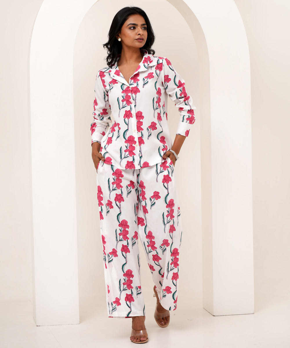 Garden grove hand block printed modal silk co-ord set