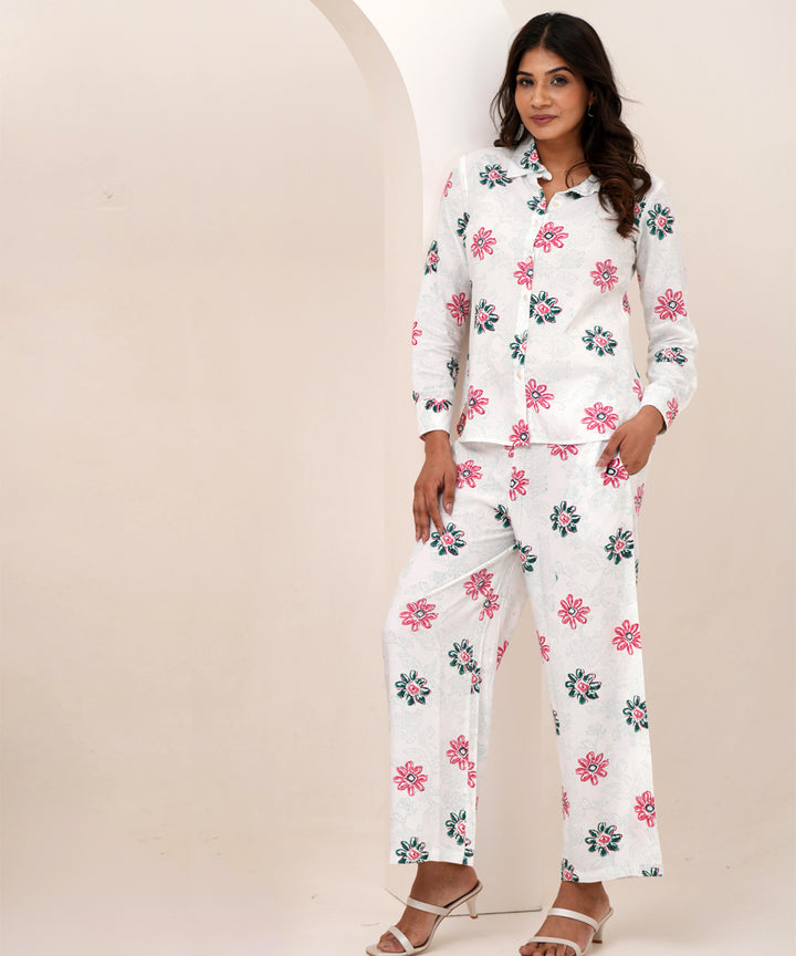 Floral bloom duo hand block printed modal silk co-ord set