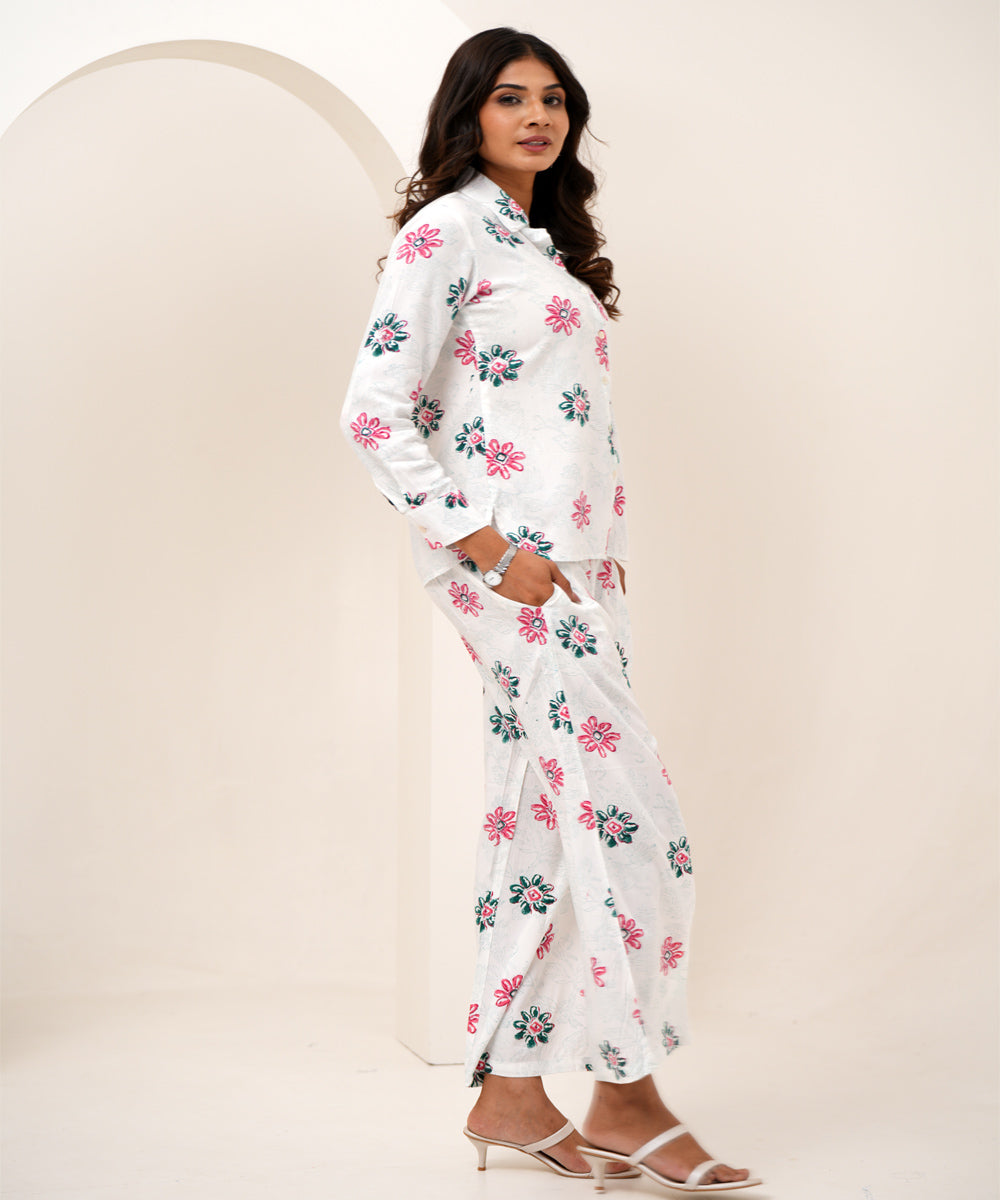 Floral bloom duo hand block printed modal silk co-ord set