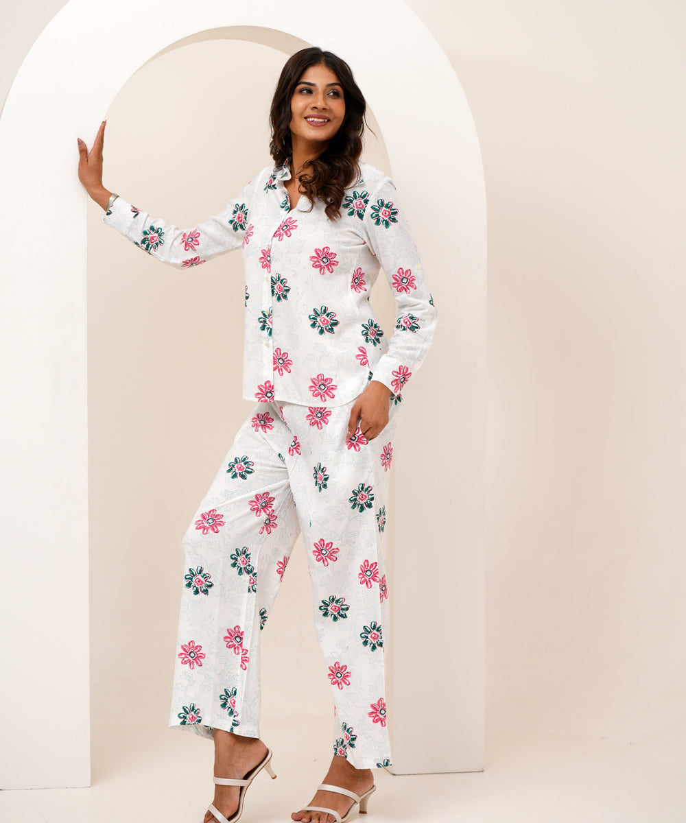 Floral bloom duo hand block printed modal silk co-ord set