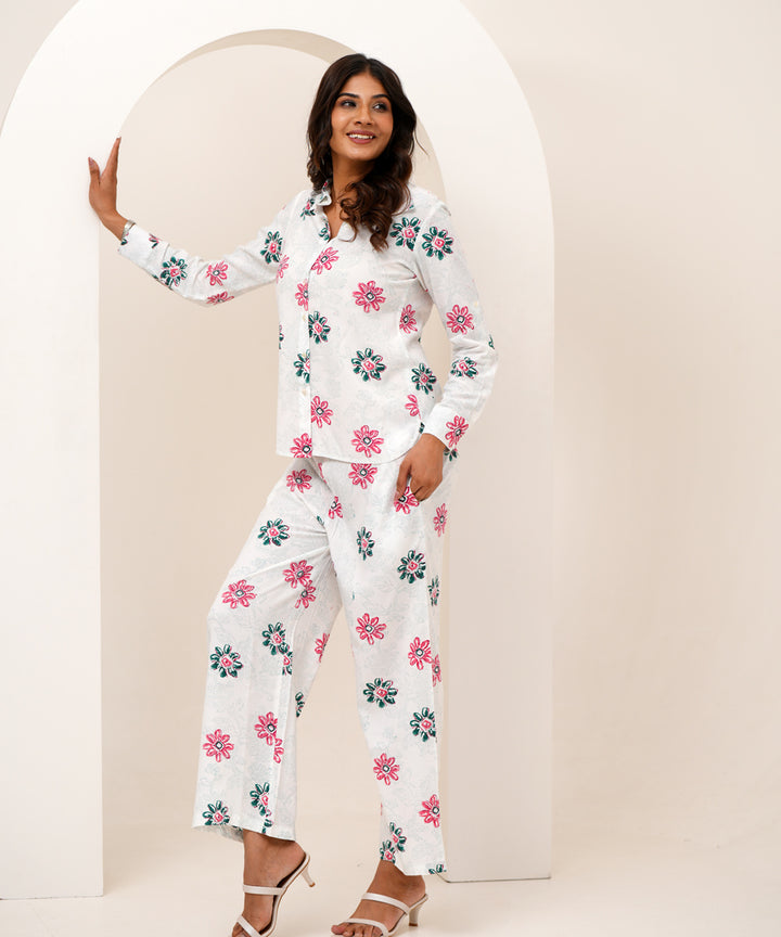 Floral bloom duo hand block printed modal silk co-ord set