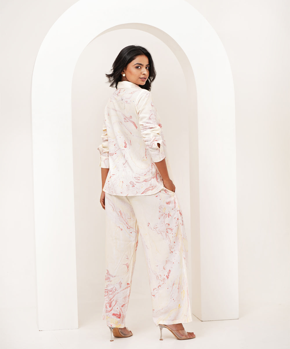 Stone essence hand marble printed modal silk co-ord set