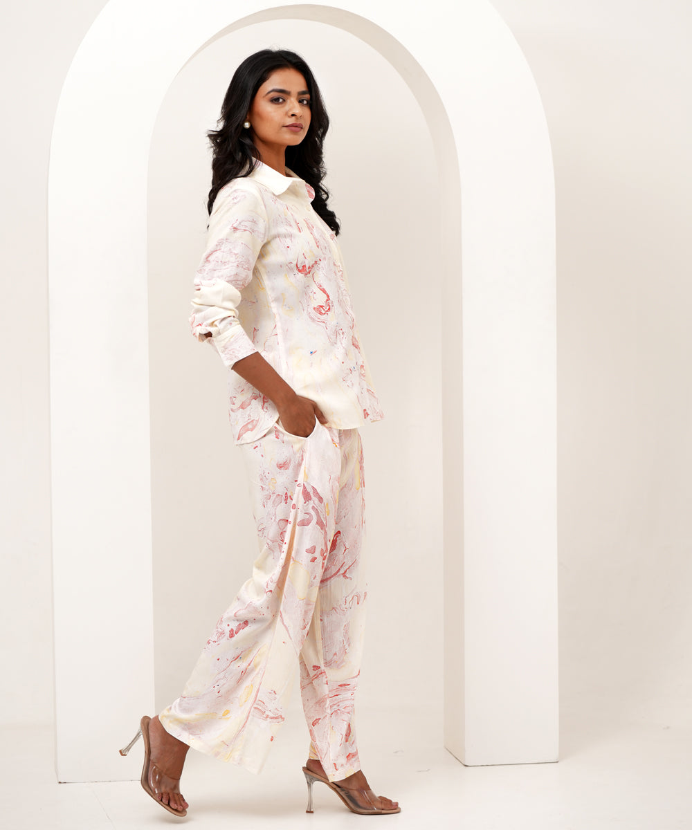 Stone essence hand marble printed modal silk co-ord set