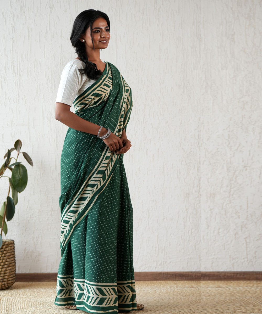 Ancient echo hand block mul cotton saree