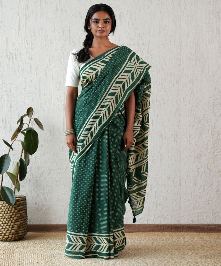 Ancient echo hand block mul cotton saree