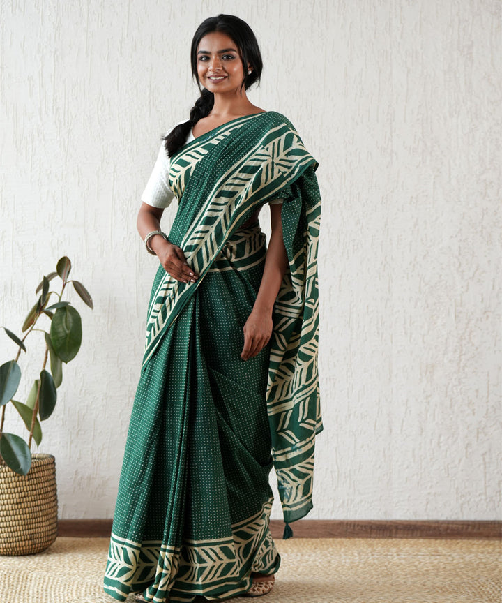 Ancient echo hand block mul cotton saree