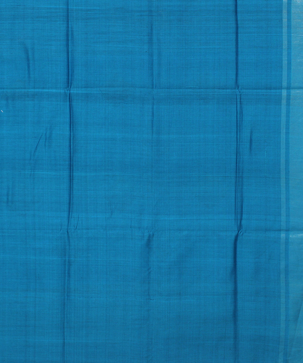 Black cyan blue handwoven raw silk bhagalpur saree