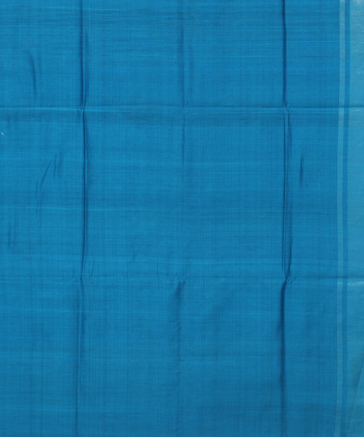 Black cyan blue handwoven raw silk bhagalpur saree