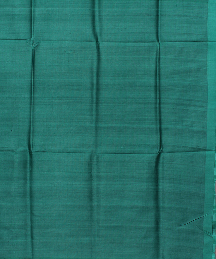 Cyan green stripes handwoven raw silk bhagalpur saree