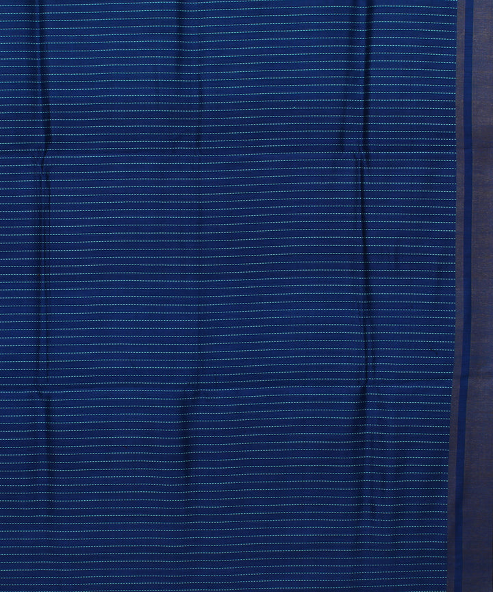 Cyan green navy blue handwoven raw silk bhagalpur saree