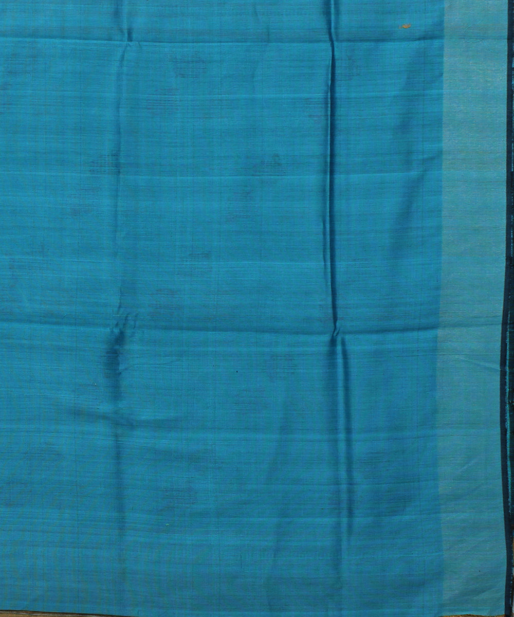 Olive green cyan blue raw silk bhagalpur handwoven saree