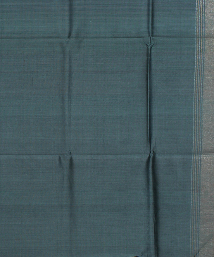 Grey stripes handwoven raw silk bhagalpur saree