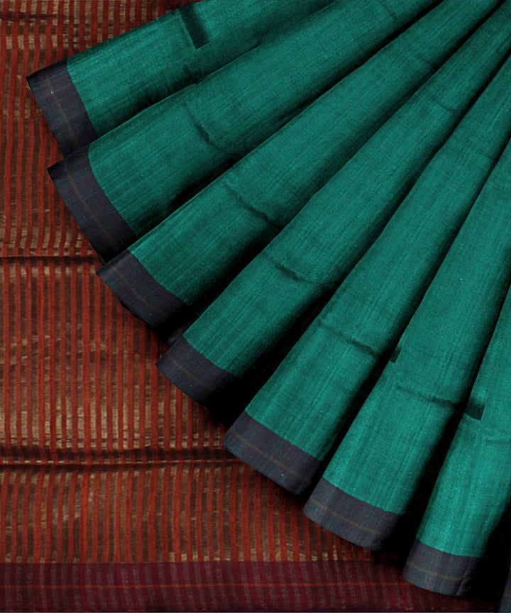 Light green maroon handwoven bhagalpur raw silk saree