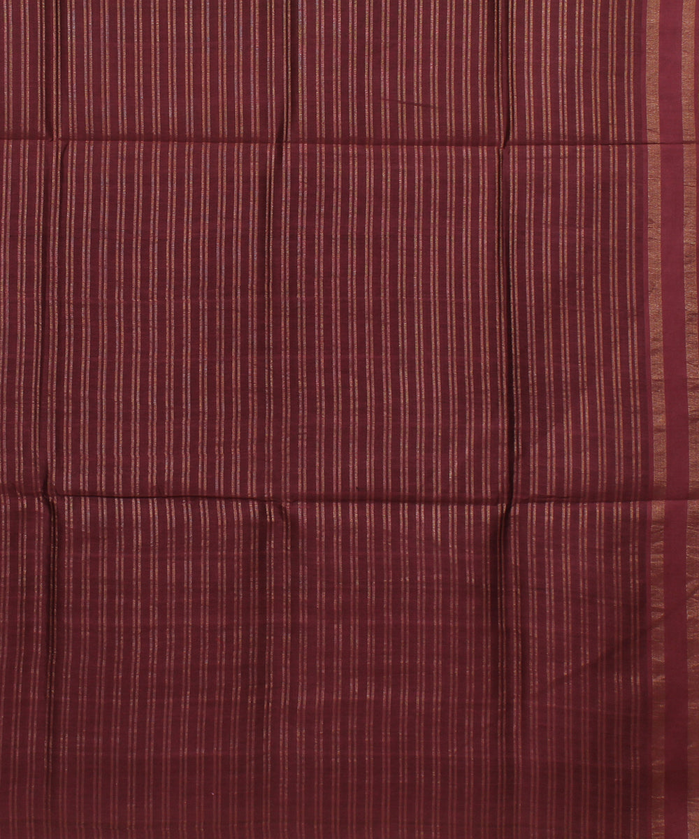 Olive green maroon bhagalpur handwoven raw silk saree