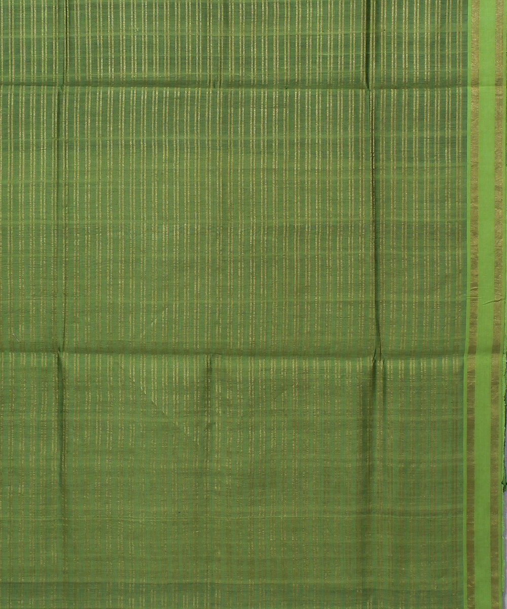 Dark green light green handwoven raw silk bhagalpur saree