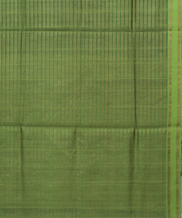 Dark green light green handwoven raw silk bhagalpur saree