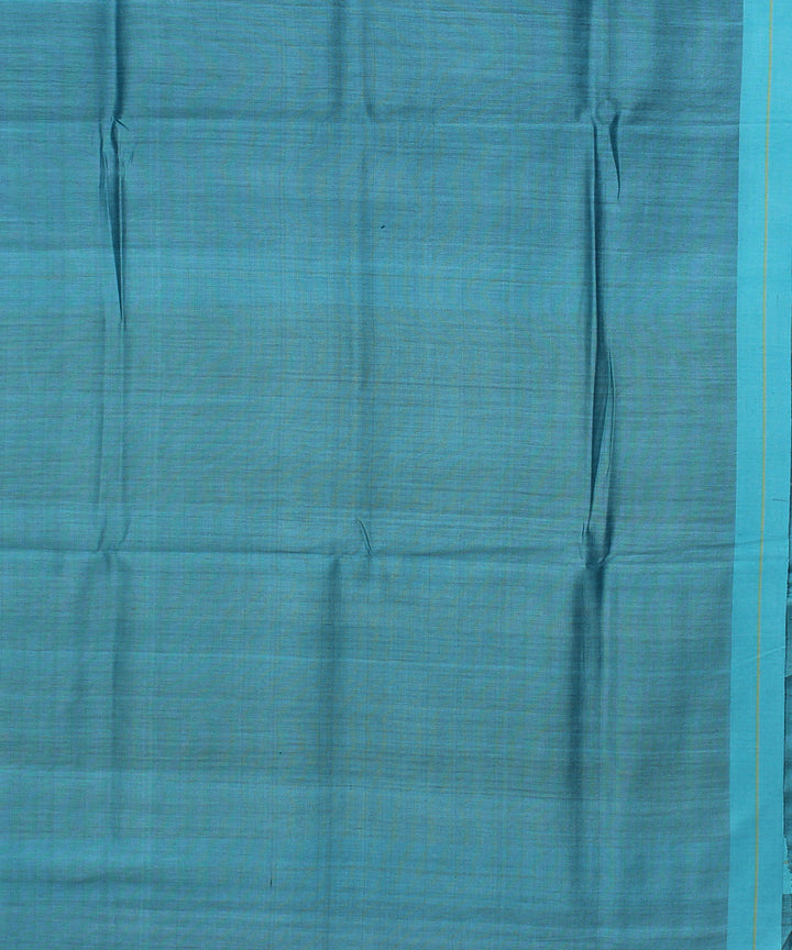 Cyan blue olive green handwoven raw silk bhagalpur saree
