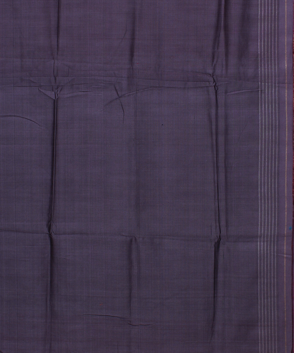 Purple grey raw silk handwoven bhagalpur saree