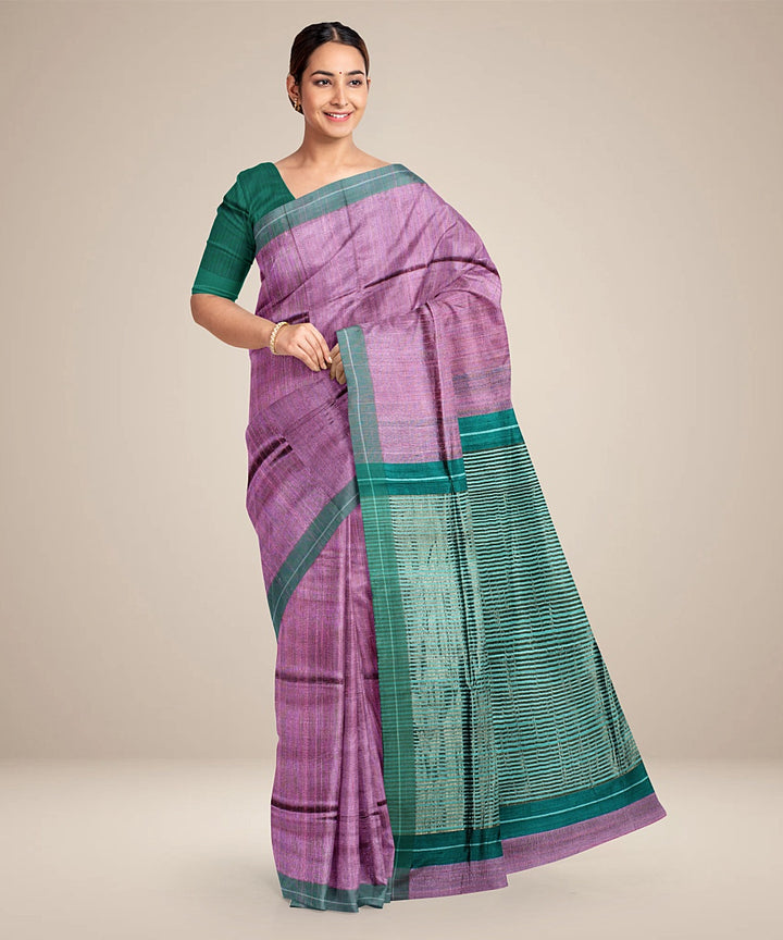 Lavender light green handwoven raw silk bhagalpur saree