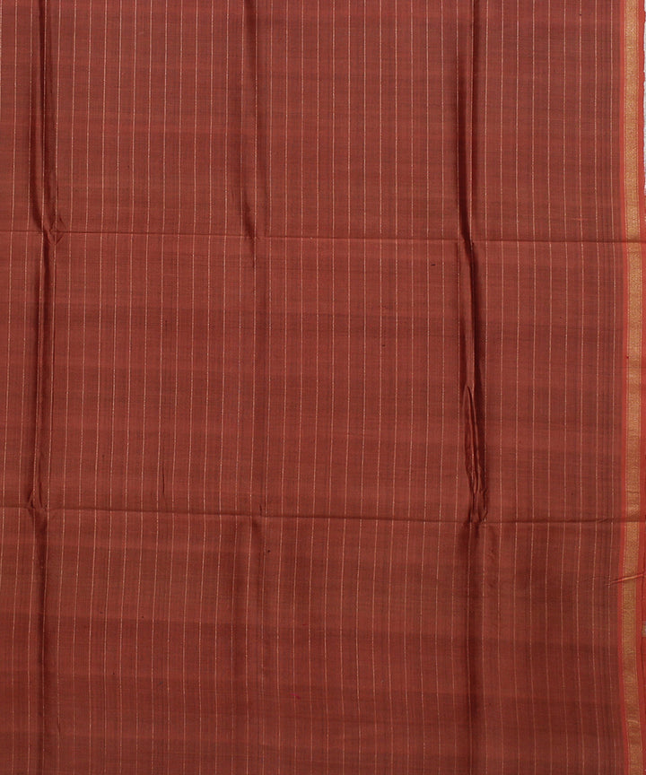 Grey brown handwoven raw silk bhagalpur saree