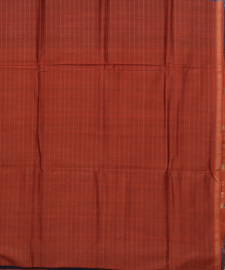 Navy blue brown handwoven raw silk bhagalpur saree