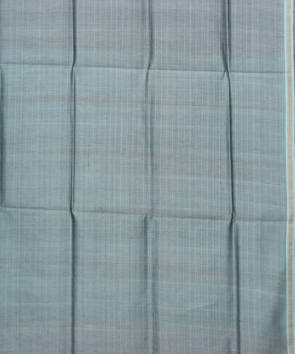 Pink cyan blue handwoven raw silk bhagalpur saree