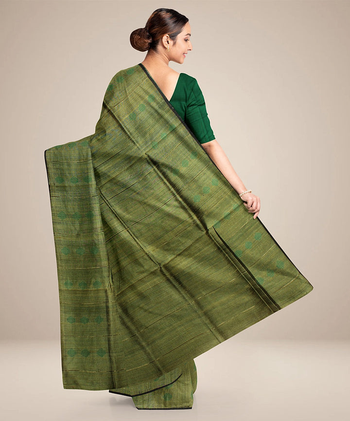 Light green handwoven raw silk bhagalpur saree