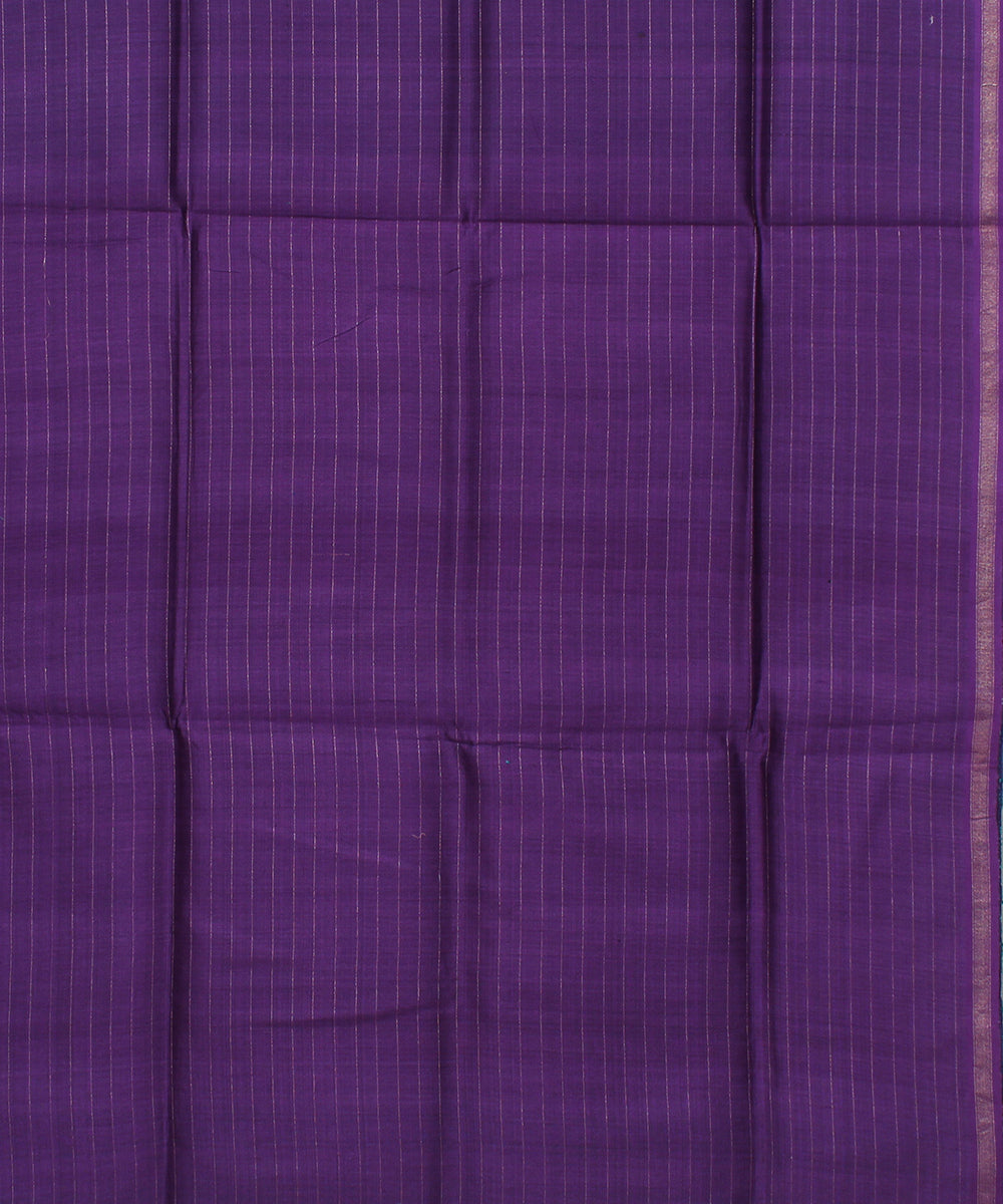 Dark green purple handwoven raw silk bhagalpur saree