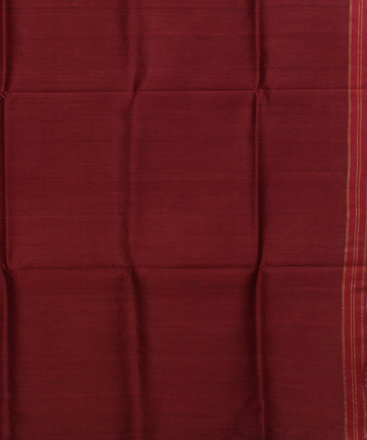 Maroon raw silk handwoven bhagalpur saree