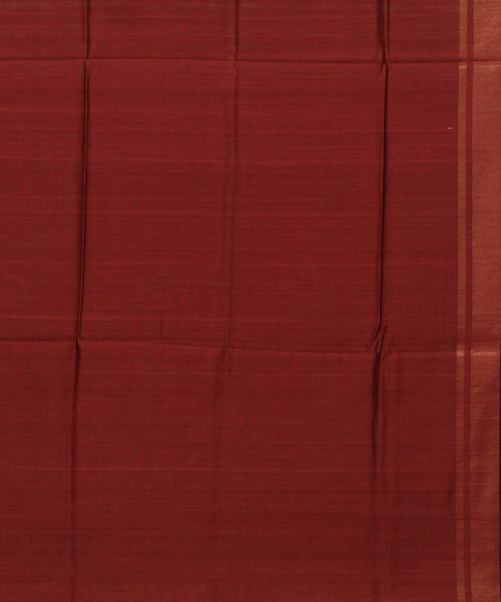 Light green maroon handwoven raw silk bhagalpur saree