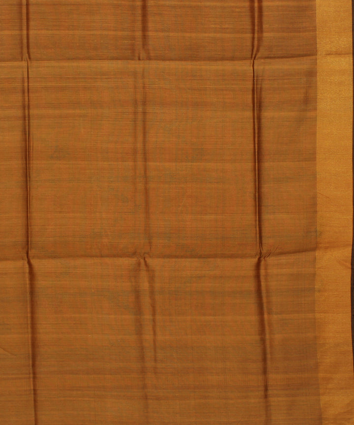 Maroon mustard handwoven raw silk bhagalpur saree