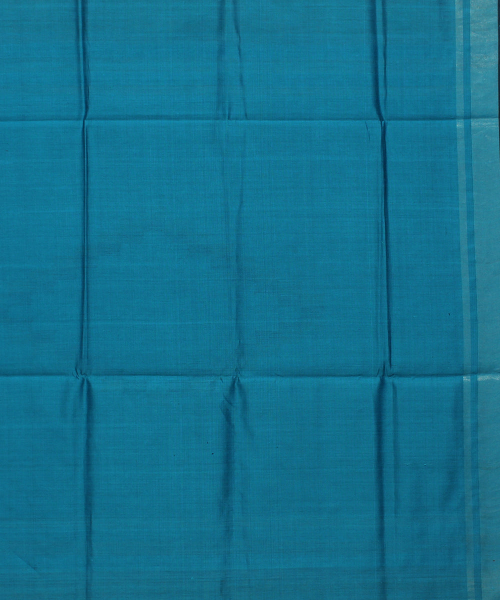 Olive green cyan blue raw silk handwoven bhagalpur saree