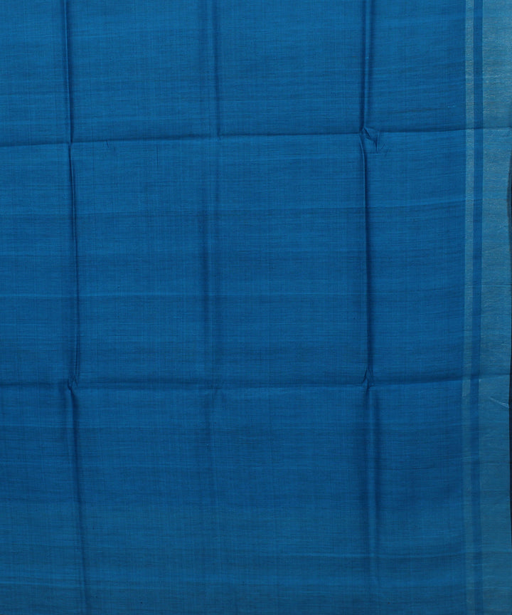 Mustard sky blue handwoven raw silk bhagalpur saree
