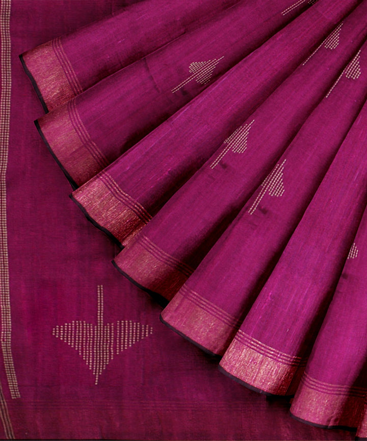 Purple handwoven raw silk bhagalpur saree