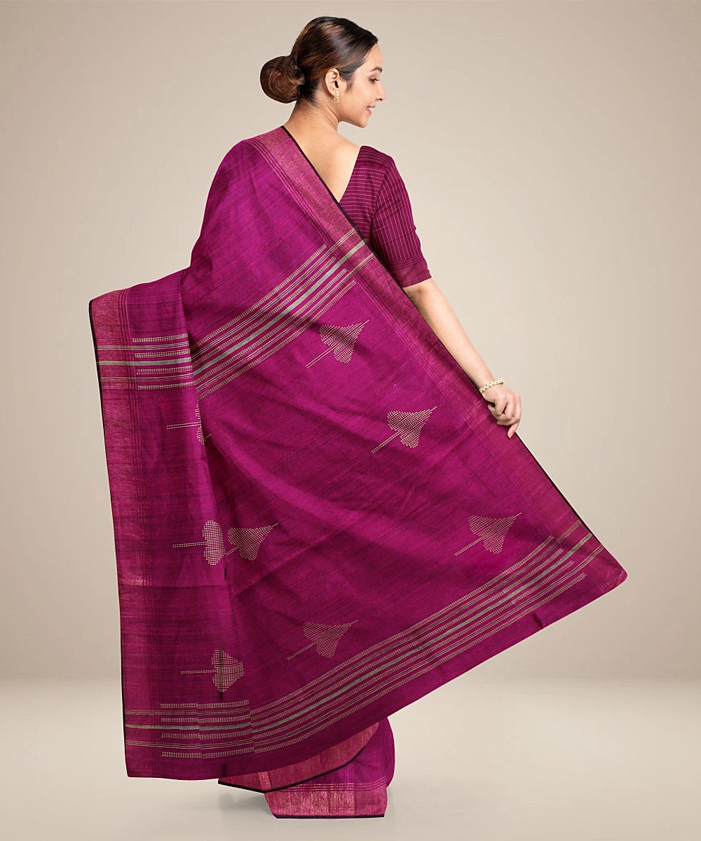 Purple handwoven raw silk bhagalpur saree