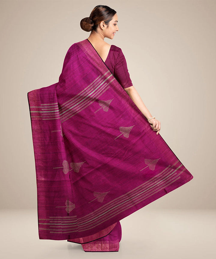 Purple handwoven raw silk bhagalpur saree